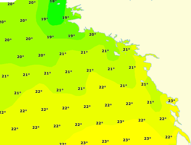Temp&eacute;rature &agrave; la surface de l'eau le 05/08/2026 18:00